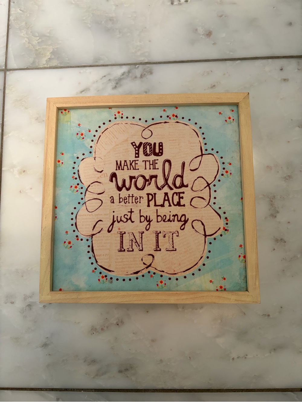 Motivational Framed Wall Art - Aqua and Cream